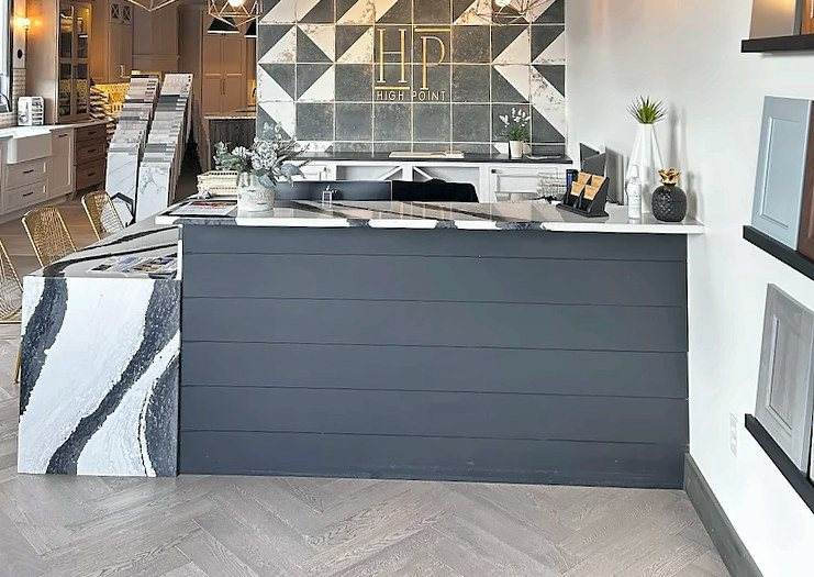Herringbone floor at a counter